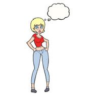 cartoon pretty woman with thought bubble N234