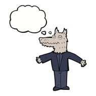 cartoon wolf with thought bubble N17