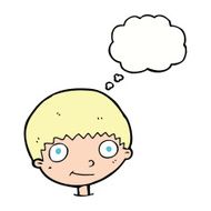 cartoon happy boy with thought bubble N202