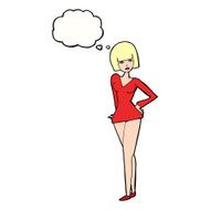 cartoon pretty woman with thought bubble N235