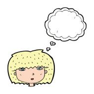cartoon female face with thought bubble N125