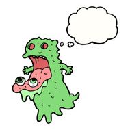 cartoon gross ghost with thought bubble N35