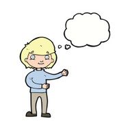 cartoon happy person with thought bubble N26