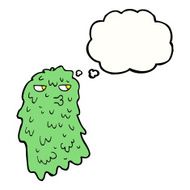 cartoon gross ghost with thought bubble N36