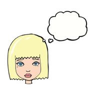 cartoon female face with thought bubble N126