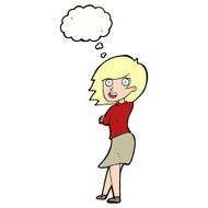 cartoon happy woman with thought bubble N220