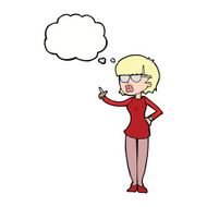 cartoon woman wearing spectacles with thought bubble N35