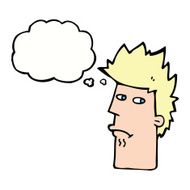 cartoon nervous expression with thought bubble N5