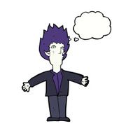 cartoon vampire with thought bubble N110