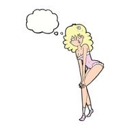 cartoon woman in lingerie with thought bubble N43