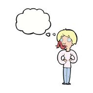 cartoon woman sticking out tongue with thought bubble N9