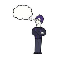 cartoon vampire with thought bubble N111