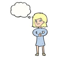 cartoon happy woman with thought bubble N221
