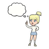 cartoon attractive girl with idea thought bubble N9
