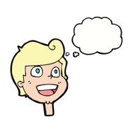 cartoon happy face with thought bubble N47