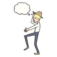 cartoon fashionable man with thought bubble N8