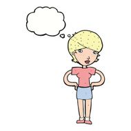 cartoon woman with hands on hips thought bubble N191