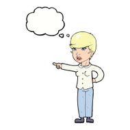 cartoon woman pointing finger of blame with thought bubble N9