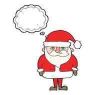 cartoon happy santa claus with thought bubble N25