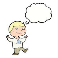 cartoon happy boy with thought bubble N203