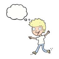 cartoon crazy excited boy with thought bubble N9