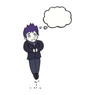 cartoon floating vampire with thought bubble N9