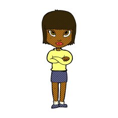 comic cartoon woman with crossed arms N8