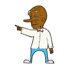 comic cartoon old man pointing N2