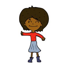 comic cartoon happy girl giving thumbs up symbol N2