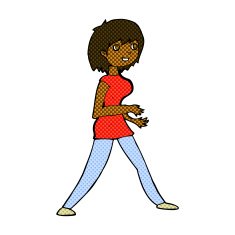 comic cartoon woman walking N2