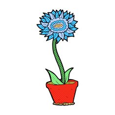 comic cartoon flower in pot N2