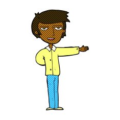 comic cartoon man gesturing welcome N2