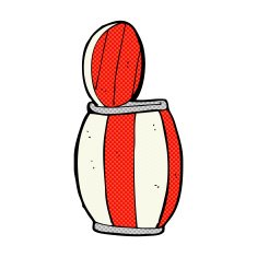 comic cartoon painted barrel