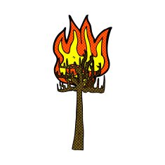 comic cartoon tree on fire