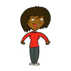 comic cartoon excited woman N22