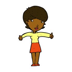 comic cartoon woman giving thumbs up symbol N10
