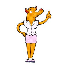 comic cartoon fox woman with idea