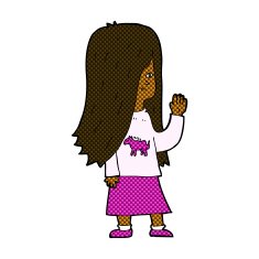 comic cartoon girl with pony shirt waving N2