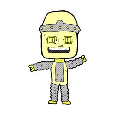 comic cartoon waving robot N4