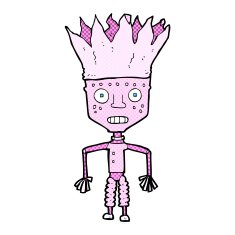 funny comic cartoon robot wearing crown