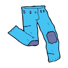 comic cartoon patched old jeans N4