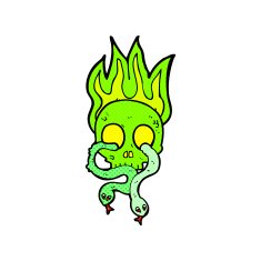 comic cartoon skull with snakes N2