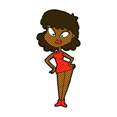 comic cartoon woman with hands on hips N29