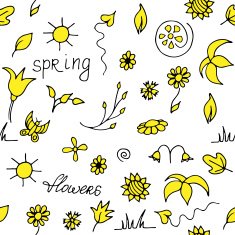 Seamless floral spring doodle pattern N2