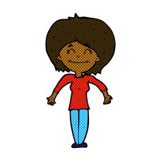 comic cartoon woman shrugging shoulders N71