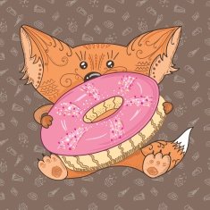 Baby fox with donut