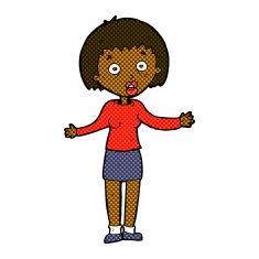 comic cartoon woman making excuses N3