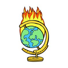 comic cartoon burning globe