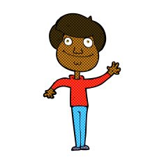 comic cartoon happy man waving N5