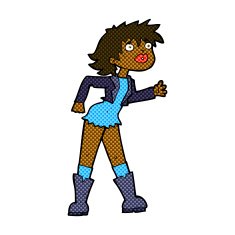 comic cartoon girl in leather jacket N2